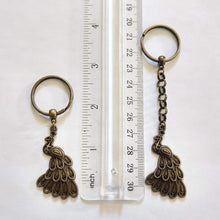 Load image into Gallery viewer, Peacock Keychain, Bronze Zipper Pulls, Purse or Backpack Charms
