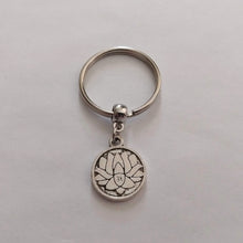 Load image into Gallery viewer, Lotus Ohm Keychain, Yoga Backpack Charm or Zipper Pull
