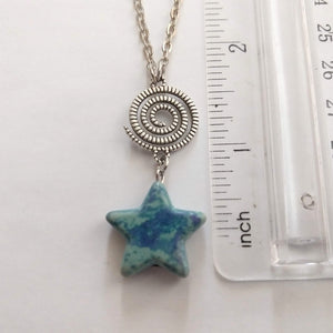 Stars and Spirals Necklace, Stone Stars on Silver Cable Chain, Your Choice of Five