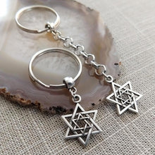 Load image into Gallery viewer, Star of David Keychain, Jewish Backpack or Purse Charms, Zipper Pulls
