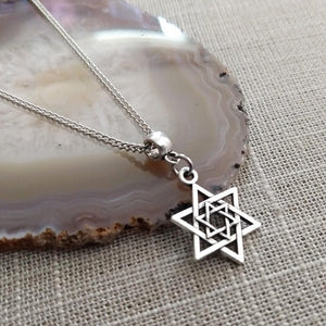 Star of David Necklace - Jewish Pendant on Thin Silver Chain