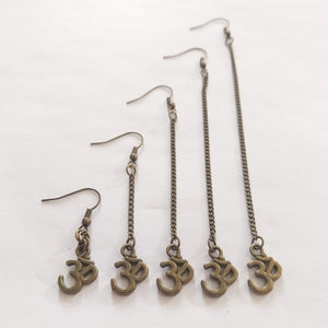 Ohm Aum Earrings - Dangle Drop Chain Earrings in Your Choice of Five Lengths