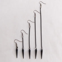 Load image into Gallery viewer, Black Spike Earrings -  Long Dangle Chain Earrings in Your Choice of Five Lengths
