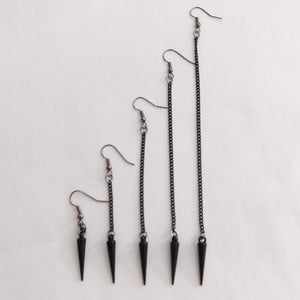 Black Spike Earrings -  Long Dangle Chain Earrings in Your Choice of Five Lengths