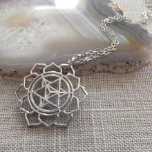 Load image into Gallery viewer, Merkaba Necklace, Silver Thin Cable Chain, Yoga Meditation Reiki Jewelry
