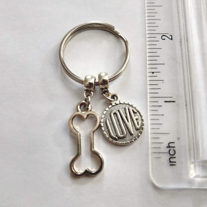 Dog Bone Love Keychain - Gifts For Dog Lovers - Zipper Pull Backpack Purse Charm