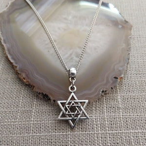 Star of David Necklace - Jewish Pendant on Thin Silver Chain