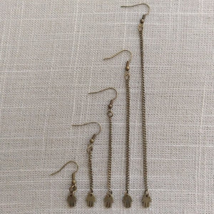 Tiny Hamsa Earrings - Dangle Drop Chain Earrings in Your Choice of Five Lengths