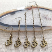Load image into Gallery viewer, Ohm Aum Earrings - Dangle Drop Chain Earrings in Your Choice of Five Lengths
