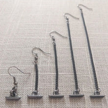 Load image into Gallery viewer, Minimalist Bar Earrings - Your Choice of Five Lengths - Long Dangle Chain Earrings
