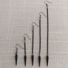 Load image into Gallery viewer, Black Spike Earrings -  Long Dangle Chain Earrings in Your Choice of Five Lengths
