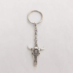Bull Skull Keychain, Zipper Pull Backpack or Purse Charm