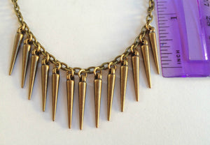 Bronze Spike Necklace on Cable Chain - Layering Jewelry