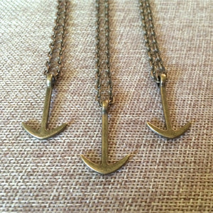 Anchor Necklace in Bronze - Nautical Jewelry - Mens Anchor Necklace