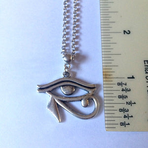 Silver Eye of Horus Charm Necklace - Eye of Ra Pendant - Egyptian Jewelry