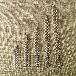 Silver Spine Chain Earrings - Fishbone Earrings in Your Choice of Five Lengths - Dangle Earrings / Long Earrings / Chain Earrings