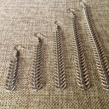 Load image into Gallery viewer, Silver Spine Chain Earrings - Fishbone Earrings in Your Choice of Five Lengths - Dangle Earrings / Long Earrings / Chain Earrings
