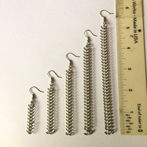 Silver Spine Chain Earrings - Fishbone Earrings in Your Choice of Five Lengths - Dangle Earrings / Long Earrings / Chain Earrings