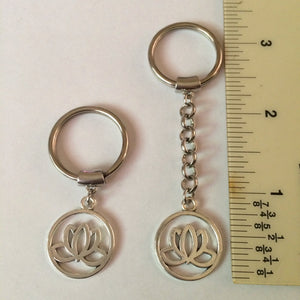 Silver Lotus Backpack or Purse Charm, Zipper Pull, Key Fob Lanyards