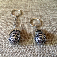 Load image into Gallery viewer, Silver Hollow Grenade Keychain, Backpack or Purse Charm, Zipper Pull

