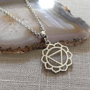 Solar Plexus Chakra Necklace on Rolo Chain, Yoga Jewelry