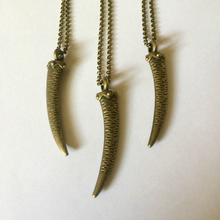Load image into Gallery viewer, Bronze Horn Necklace, Tooth Talon Tusk Pendant, Mens Jewelry
